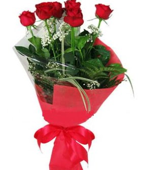 5 adet kırmızı gülden buket  Gümüşhane çiçek , çiçekçi , çiçekçilik 