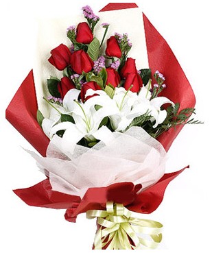  Gümüşhane çiçek servisi , çiçekçi adresleri  1 dal kazablankaa 9 adet kırmızı gül buketi