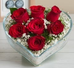 Kalp içerisinde 7 adet kırmızı gül  Gümüşhane çiçekçiler 