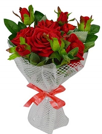 9 adet kırmızı gülden sade şık buket  Gümüşhane online çiçek gönderme sipariş 